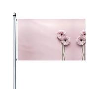 Due bandiere rosa con stampa floreale da 0,9 x 1,5 m, decorazione per feste con occhielli, adatta per uso interno ed esterno