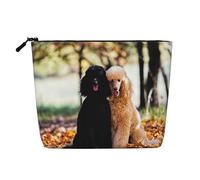 Due barboncini reali Autumn, Borsa per cosmetici in lino sintetico Borsa per trucco Borsa da viaggio portatile