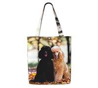 Due barboncini reali Autumn,Borse della spesa riutilizzabili, borse per la spesa, borsa a tracolla in tela di grande capacità