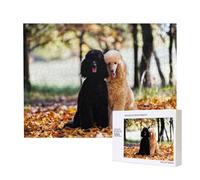 Due barboncini reali Autumn,Puzzle in legno da 500 pezzi, gioco di famiglia, puzzle per adulti e adolescenti, decorazioni per la casa