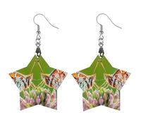 Due bellissimi orecchini pendenti da donna a forma di farfalla, alla moda, in legno, con stampa a goccia, Star, Legno, Nessuna pietra preziosa