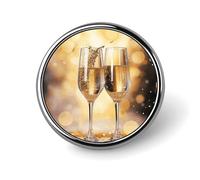 Due bicchieri di champagne rotondo distintivo personalizzato in metallo spilla da bavero adatta per abbigliamento borse cappello spilla stampata umoristica distintivo decorazioni per feste accessori