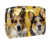 Due borse per cosmetici da donna, con disegno di Corgi, borsa da viaggio per articoli da toeletta grandi, in PVC, pratica custodia organizer con cerniera, Multi, 18.5x7.5x13cm/7.3x3x5.1in, Beauty case