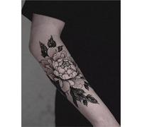 Due bracci di fiori di peonia Adesivi per tatuaggi a base di erbe, succo semi-permanente, impermeabile per due settimane di lunga durata, adesivo per tatuaggio tatuaggio finto