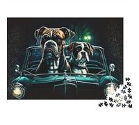 Due Cani Auto Retrò Puzzle 1000 Pezzi Gioco di Puzzle per Adulti Scena Notturna Relax Famiglia Decorazione Regalo 70x50cm/1000pcs