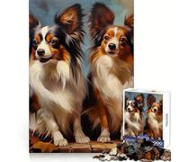 Due cani Papillon ritratti di adolescenti Puzzle da 1000 pezzi Allenamento mentale Tempo libero Piacere Incastro perfetto Regalo adorabile (38x26cm)