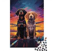 Due cani Puzzle per Adulti Puzzle 1000 Pezzi Carta Scenario Tramonto Gioco di Puzzle 1000 Pezzi Relax Casa Famiglia Regalo 70x50cm/1000pcs
