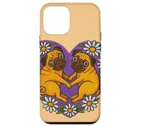 Due carlini a forma di cuore carino cane San Valentino Love design Custodia per iPhone 12 mini