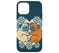 Due carlini a forma di cuore carino cane San Valentino Love design Custodia per iPhone 12 mini