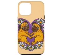 Due carlini a forma di cuore carino cane San Valentino Love design Custodia per iPhone 12 Pro Max