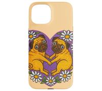 Due carlini a forma di cuore carino cane San Valentino Love design Custodia per iPhone 15