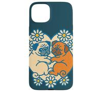Due carlini a forma di cuore carino cane San Valentino Love design Custodia per iPhone 15 Plus