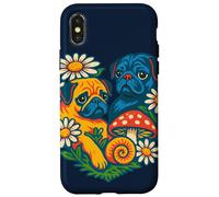 Due carlini a forma di cuore carino cane San Valentino Love design Custodia per iPhone X/XS