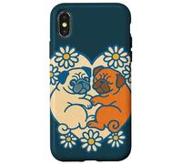 Due carlini a forma di cuore carino cane San Valentino Love design Custodia per iPhone X/XS