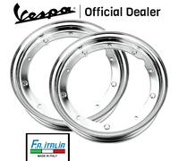 DUE CERCHI RUOTA CROMATO VESPA RALLY 200 IN FERRO SDOPPIATI