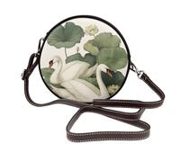 Due cigni che nuotano fiori di loto giglio borse a tracolla da donna in pelle borsa a tracolla borsa a tracolla