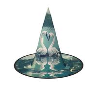 Due cigni che nuotano sul lago1 Cappelli da strega di Halloween Fasce per capelli da strega Cappello da mago Accessori per costume Cosplay per feste in maschera pieghevoli 2 pezzi
