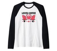 Due CIGNI E Un Cuore. AMA Il caffè Maglia con Maniche Raglan