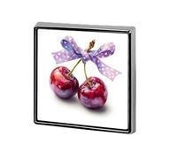 Due ciliegie con fiocco viola Fiocco Unisex Spille & Pins Quadrato Leggero Risvolto Distintivo Gioielli per Abbigliamento Scialle Cappello