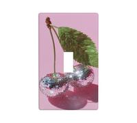 Due ciliegie con foglie verdi palla discoteca copertura interruttore luce decorativo singolo interruttore 1 banda piastra da parete per cucina fattoria camera da letto bagno decorazione artistica