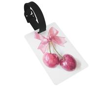 Due ciliegie rosa con fiocco etichette per bagagli nome ID etichetta valigia, ideale per viaggi crociera zaini borsa