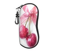 Due ciliegie rosa con fiocco fiocco occhiali portatile caso luce occhiali da sole borsa occhiali da sole caso
