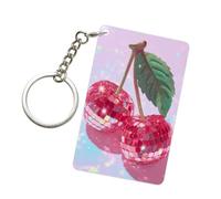 Due ciliegie rosa con foglie verdi portachiavi acrilico moda portachiavi auto catene acriliche tag per uomo donna