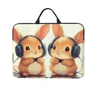 Due conigli che indossano cuffie custodia per notebook con maniglia per laptop da 14 pollici custodia per computer per donne uomini borsa imbottita per laptop