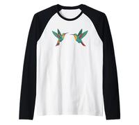 Due Coppie Colibrì Colibris Birds Opera d'Arte Maglia con Maniche Raglan