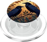 Due corvi tra foglie autunnali PopSockets PopGrip per MagSafe