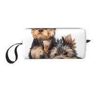 Due cuccioli di Yorkshire Terrier, Borsa per il trucco Borsa per cosmetici Borsa da toilette da viaggio portatile Borsa per trucco Organizer