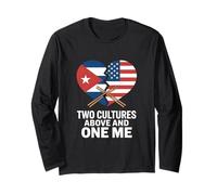 Due Culture One Me Divertente Cuban American Maglia a Manica