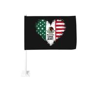 Due culture, un cuore, bandiera degli Stati Uniti e del Messico, clip per finestra a forma di cuore per auto, protezione solare, decorazione, striscione bifacciale da 12 x 18 pollici per camion