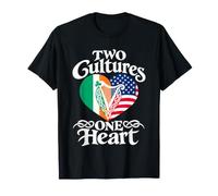 Due Culture Un Cuore Bandiere Americane E Irlandesi USA Maglietta