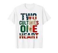 Due Culture Un Cuore Metà Americano Metà Messicana USA Messico Maglietta