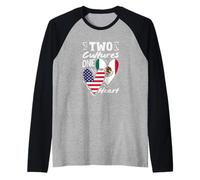 Due Culture Un Cuore Radici messicane messicane Americane Maglia con Maniche Raglan