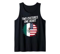 Due Culture Un Cuore USA Messico Bandiera Unity Art Donne Uomini Canotta