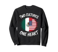 Due Culture Un Cuore USA Messico Bandiera Unity Art Donne Uomini Felpa