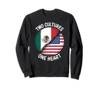 Due Culture Un Cuore USA Messico Bandiera Unity Art Donne Uomini Felpa