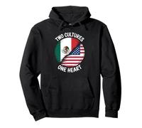 Due Culture Un Cuore USA Messico Bandiera Unity Art Donne Uomini Felpa con Cappuccio