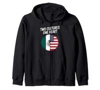 Due Culture Un Cuore USA Messico Bandiera Unity Art Donne Uomini Felpa con Cappuccio