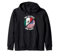 Due Culture Un Cuore USA Messico Bandiera Unity Art Donne Uomini Felpa con Cappuccio