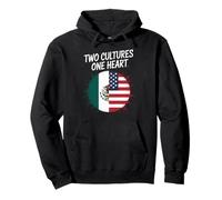 Due Culture Un Cuore USA Messico Bandiera Unity Art Donne Uomini Felpa con Cappuccio