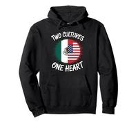 Due Culture Un Cuore USA Messico Bandiera Unity Art Donne Uomini Felpa con Cappuccio