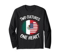 Due Culture Un Cuore USA Messico Bandiera Unity Art Donne Uomini Maglia a Manica
