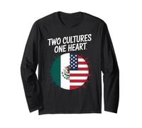 Due Culture Un Cuore USA Messico Bandiera Unity Art Donne Uomini Maglia a Manica