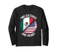 Due Culture Un Cuore USA Messico Bandiera Unity Art Donne Uomini Maglia a Manica