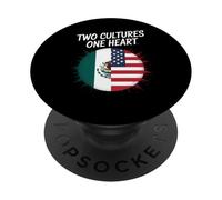 Due Culture Un Cuore USA Messico Bandiera Unity Art Donne Uomini PopSockets PopGrip Adesivo