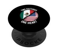 Due Culture Un Cuore USA Messico Bandiera Unity Art Donne Uomini PopSockets PopGrip Adesivo