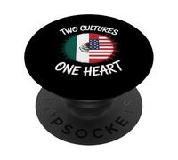 Due Culture Un Cuore USA Messico Bandiera Unity Art Donne Uomini PopSockets PopGrip Adesivo
